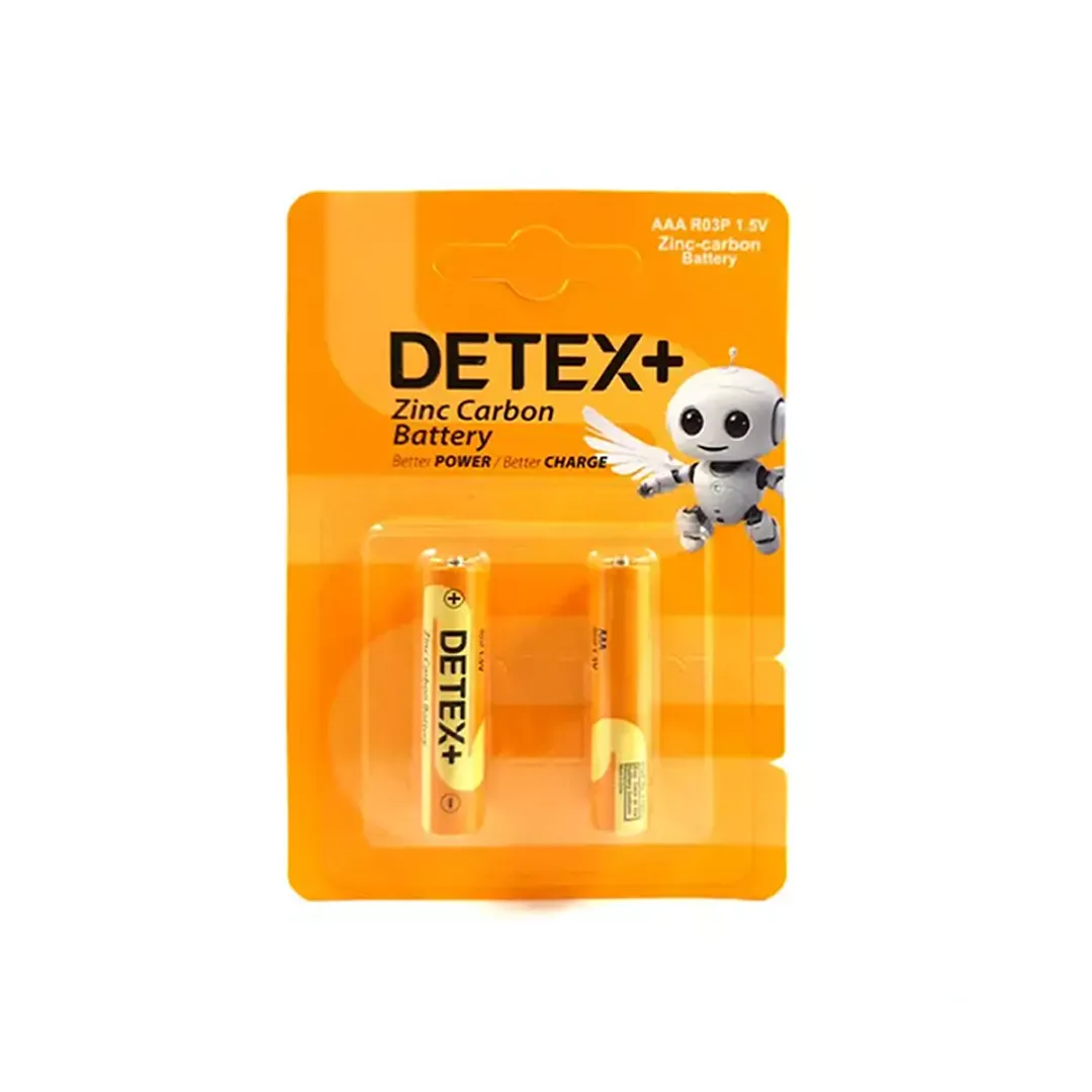 باتری نیم قلمی دتکس پلاس مدل R03P - بسته دو عددی