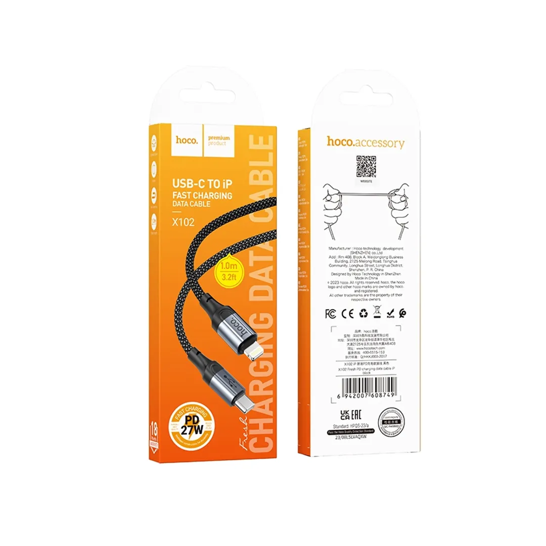 کابل دیتا و شارژ تایپ سی به لایتنینگ هوکو مدل X102